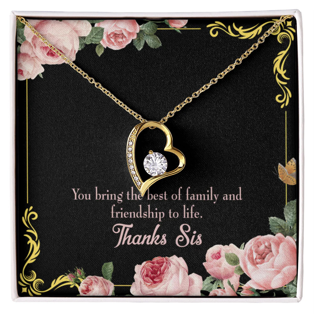 Chosen Sister Forever Love Cz Heart Necklace White Gold Luxury Box